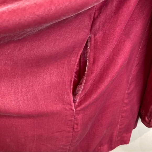 TATUM & OLIVIA Sz M 100% Silk Ruffled Collar Velveteen Mid-Thigh Coat Jacket - Picture 10 of 10